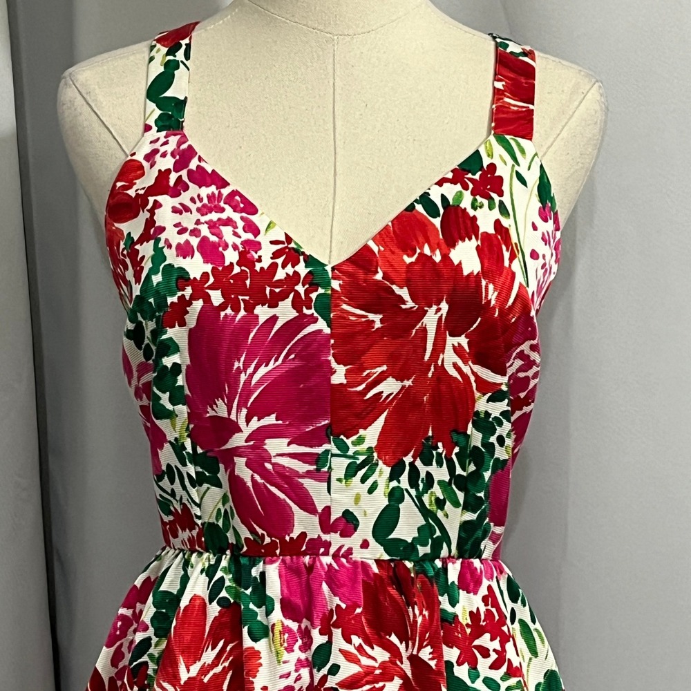 NEW Vineyard Vines Fit Flare Mini Dress Sz 6 Floral Open Back Bow Silk Blend - Picture 6 of 15